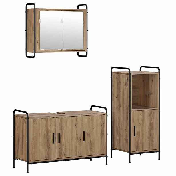vidaXL Sada koupelnových skříněk 3 ks Dub artisan 40 x 36 x 99,5 cm