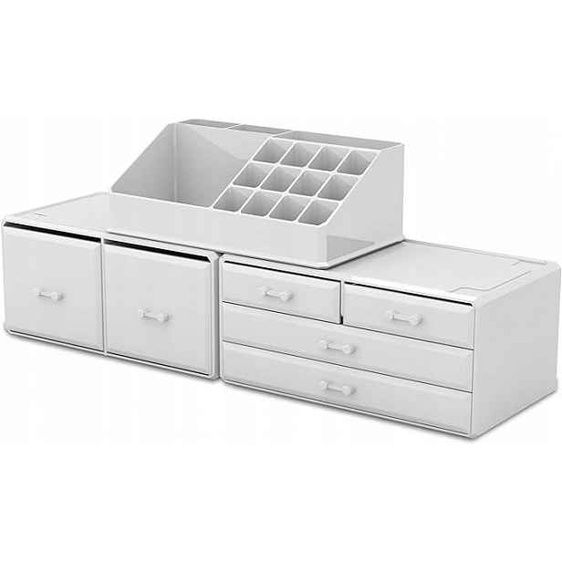 Organizér Na Kosmetiku Na Makeup s zásuvkami Na Šperky, bílá Krabička