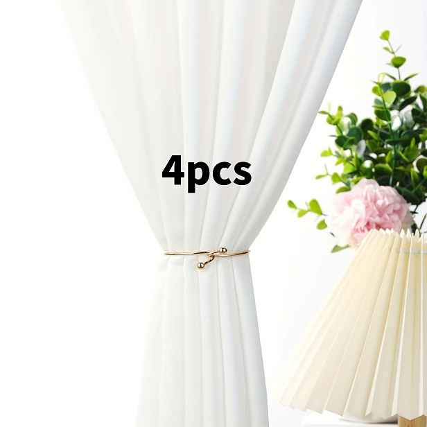 TEMU 4 ks Klasických moderních háčků na závěsy ze slitiny zinku, odolné kovové zavazování, s elegantním designem kruhu, vhodné pro domácí dekoraci v