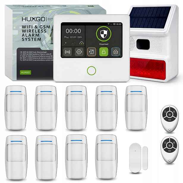 Bezdrátový alarm WiFi Gsm 4G s Tuya, Huxgo HXA502 W venkovní siréna