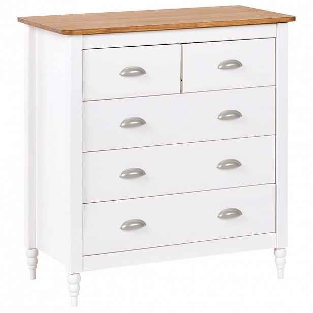 Beliani KOMODA s 5 zásuvkami Borovicové dřevo Bílá Shillington