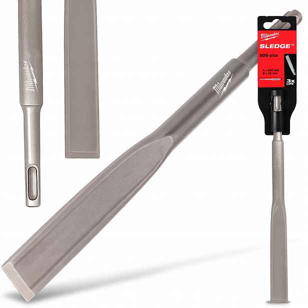 Dláto Sds Plus 250x20mm Plochá deska Lopatka Kování Betonu Odolné Wv-p