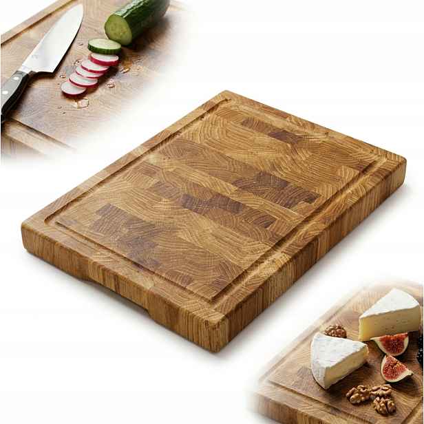 Krájecí deska End Grain Štorcová Dubová 40x30x4 s Drážkou Premium