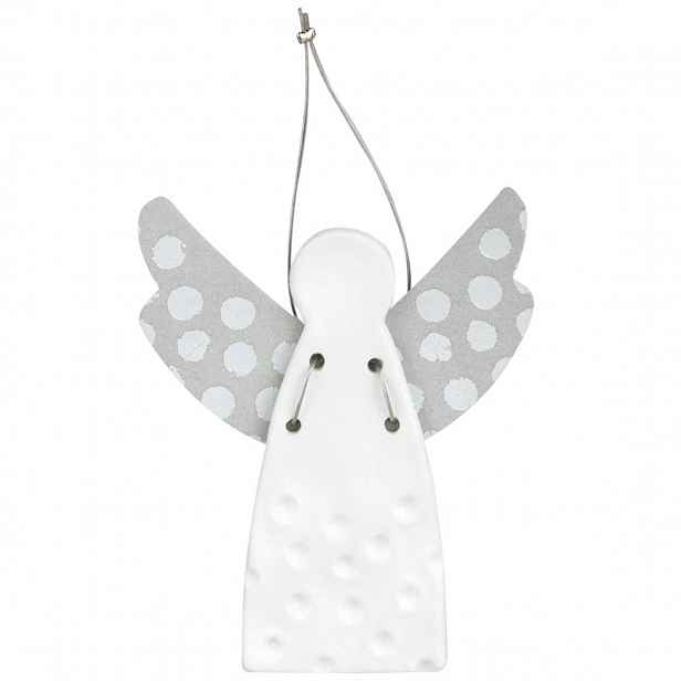 Räder Porcelánový závěsný anděl DOTS SILVER (9 cm)
