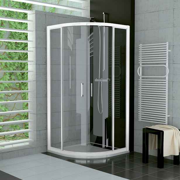 SanSwiss TER 55 100 04 07 Sprchový kout čtvrtkruhový 100×100 cm, bílá/sklo