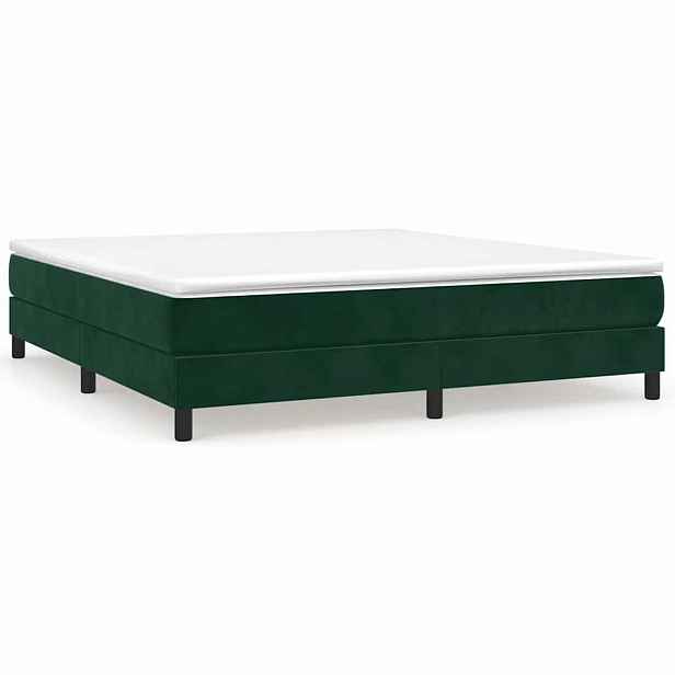 vidaXL Rám postele s boxspringem tmavě zelená 160 x 200 cm samet