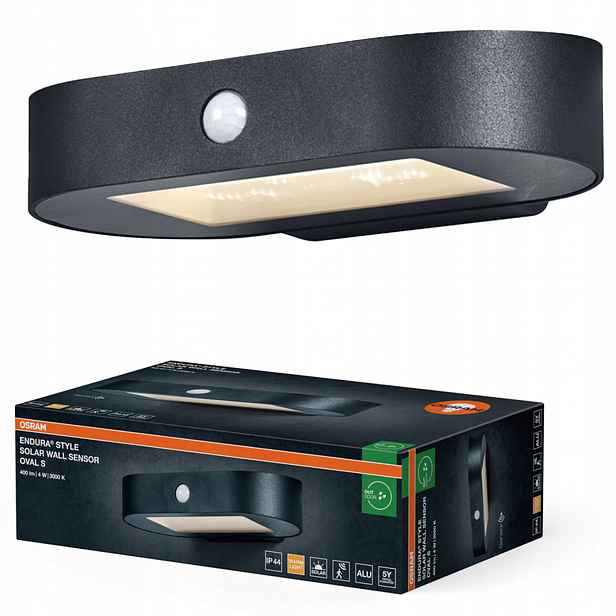 Zahradní lampa Solární Led nástěnné svítidlo Snímač pohybu soumraku 4W 3000K IP44