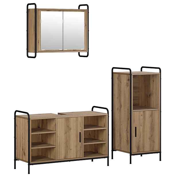 vidaXL Sada koupelnových skříněk 3 ks Dub artisan 40 x 36 x 99,5 cm