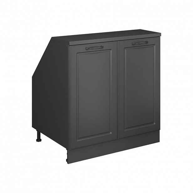 Vicco KUCHYŇSKÁ SKŘÍŇKA POD ŠIKMOU STŘECHU R-Line Antracitový venkovský dům 80 cm se 2 dveřmi, korpus skříně hloubka 60 cm