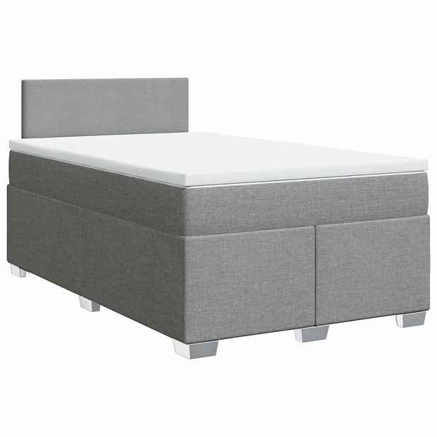vidaXL Box spring postel s matrací světle šedá 120x190 cm textil