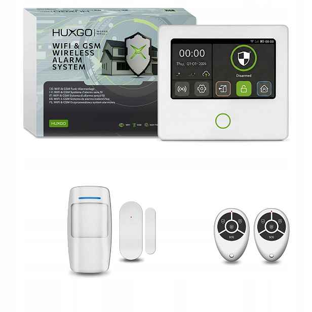 Bezdrátový alarm WiFi Gsm 4G s aplikací Tuya, Huxgo HXA502 4G W