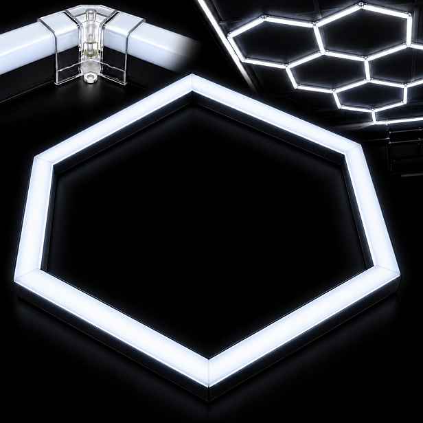 Jednotlivá Led Hexagon černá 42W 6500K 92x79 Cm detailingová showroom