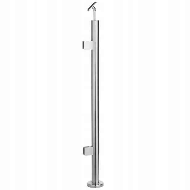 Startovací sloupek 110 cm pro skleněné zábradlí 42 mm Satén 2 držáky skla