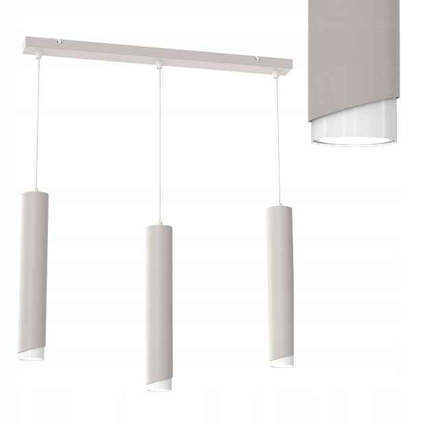 Závěsné Stropní Svítidlo Tuby Metal GU10 Loft Spot Světlý Kašmír Bílá 3 body