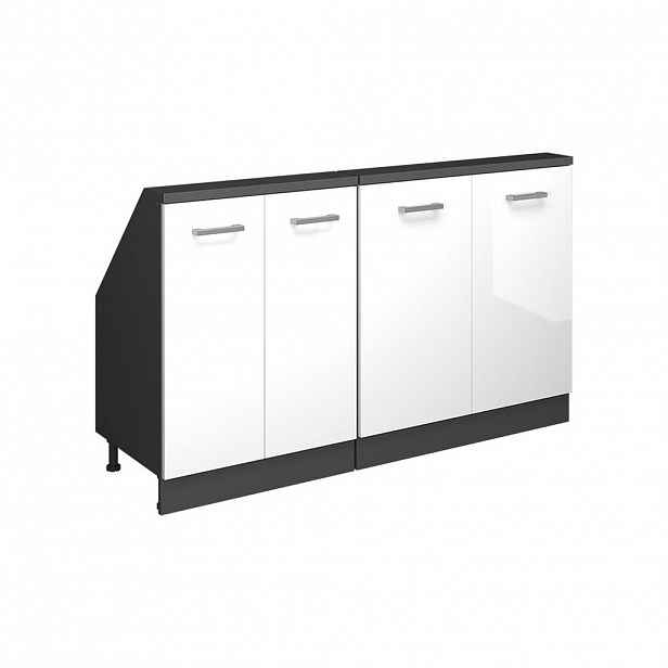 Vicco KUCHYŇSKÁ SKŘÍŇKA POD ŠIKMOU STŘECHU R-Line Bílá vysoký lesk 140 cm Sada 2 kusů
