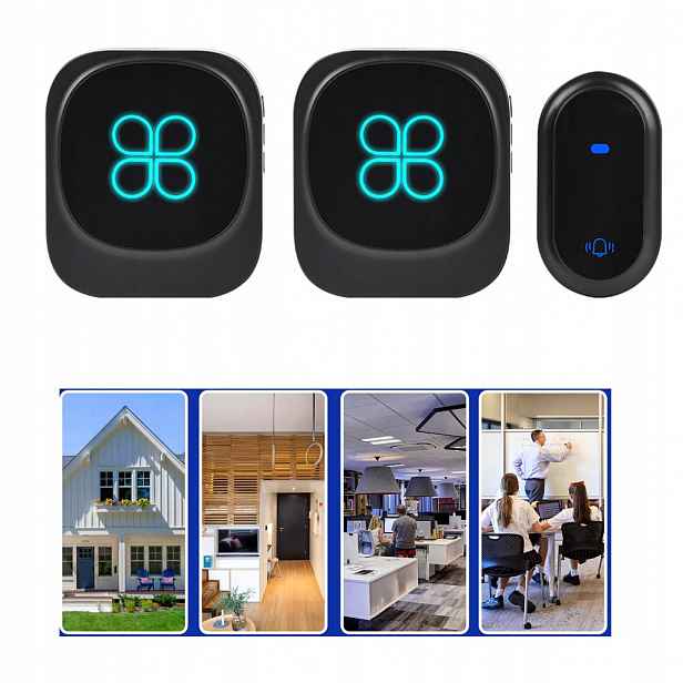 Set Bezdrátový Zvonek Na Dveře Vodotěsný Bezbateriový IP68 180 m