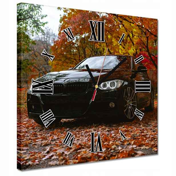 Černé hodiny 30x30 Bmw Podzim