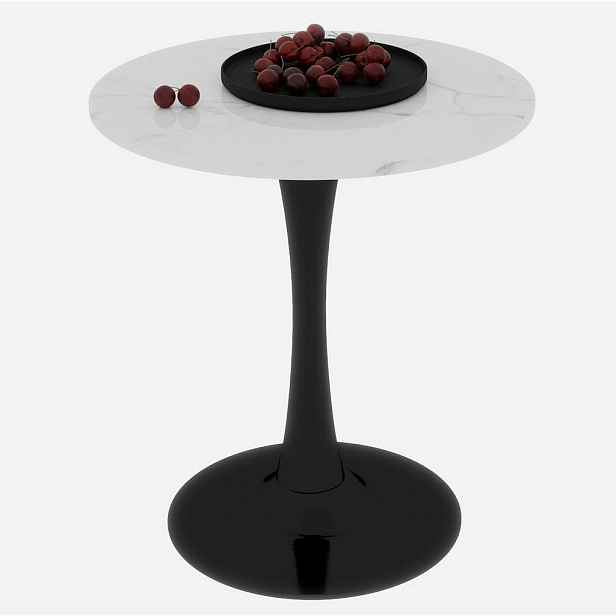 OKWISH KONFERENČNÍ stolek 70/70/72 cm černá bílá z umělého mramoru s kulatou deskou