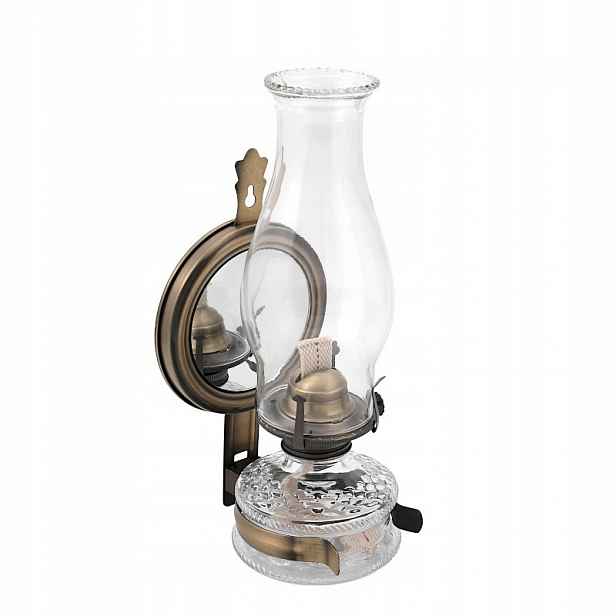 Petrolejová lampa 31 cm, praktická dekorativní zahrada, dům se zrcadlem, starý mosaz