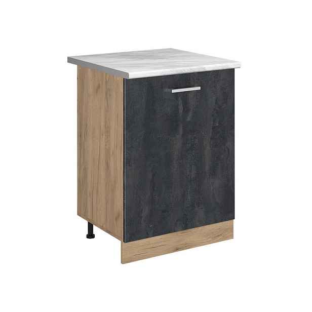 Vicco SPODNÍ SKŘÍŇKA KUCHYŇSKÉ LINKY R-Line, Černý beton/Zlatý mocný dub, 60 cm s 1 dveřmi pracovná doska Mramor