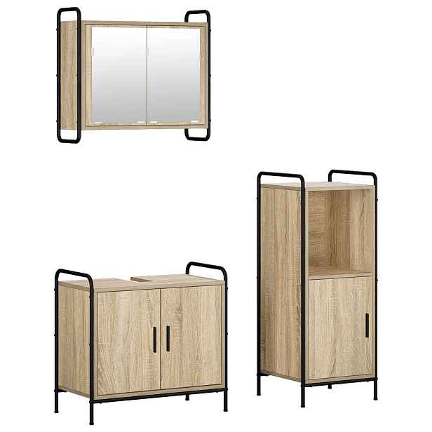 vidaXL Sada koupelnových skříněk 3 ks Dub sonoma 40 x 36 x 99,5 cm
