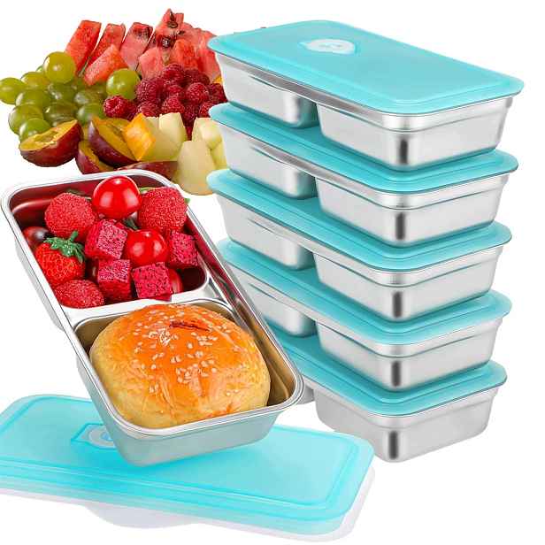 Lunchbox nádoba na potraviny Sada 6 x Nerezová Ocel Hermické s víkem