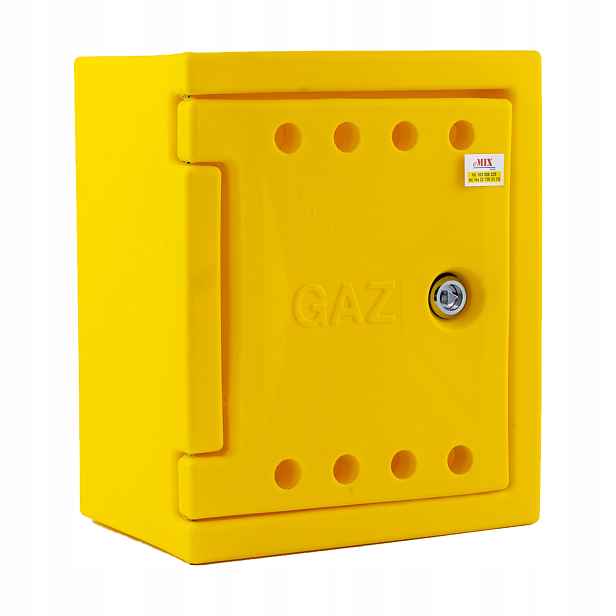 Plynová skříňka na ventil 250x300x170 mm žlutá