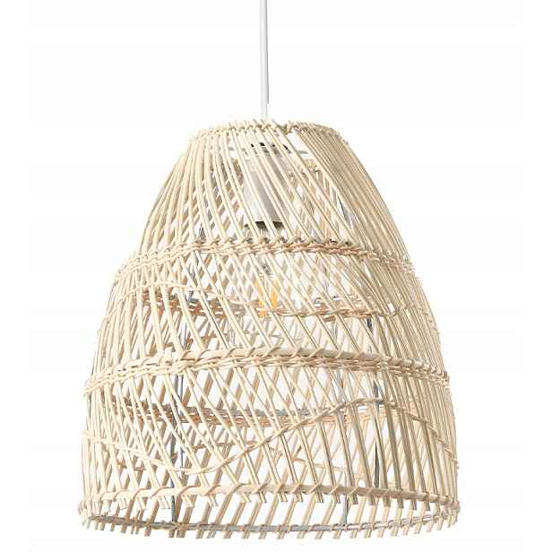 Ratanová závěsná stropní lampa Boho na E27 do obývacího pokoje, odstíny béžové