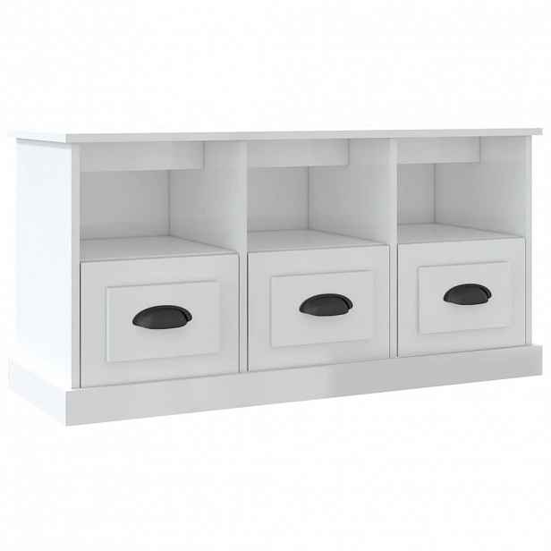vidaXL TV skříňka bílá s vysokým leskem 100x35x50 cm kompozitní dřevo