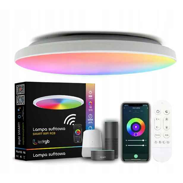Lampa Stropní Svítidlo Led Rgb Bílá Cct 2700K-6500K Wifi Tuya Dálkový Ovladač Rf Aplikace
