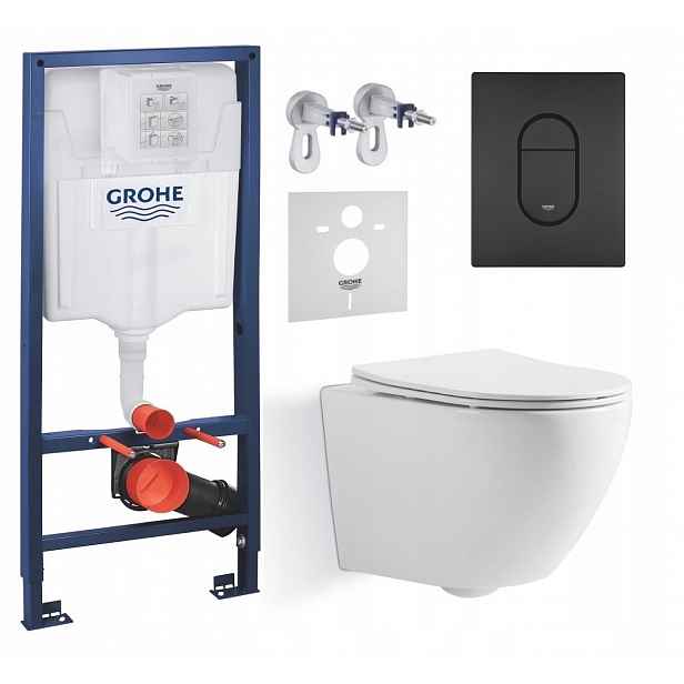 Podomítkový Wc set Grohe s mísou Imprese a tlačítkem černý mat Fresh
