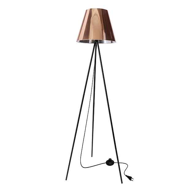 Stojací lampa PLATINO černá 1x40W E27 měděné stínidlo