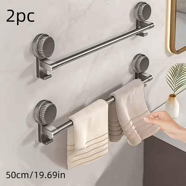 TEMU 1 ks/2 ks Nástěnný věšák na ručníky bez vrtání – Silná přísavka, organizér do koupelny a kuchyně, úsporný moderní design z ABS a uhlíkové oceli,