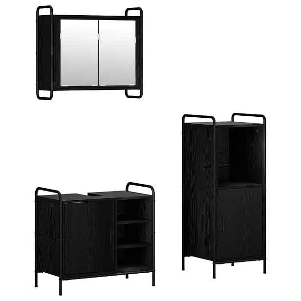vidaXL Sada koupelnových skříněk 3 ks Černý dub 40 x 36 x 99,5 cm