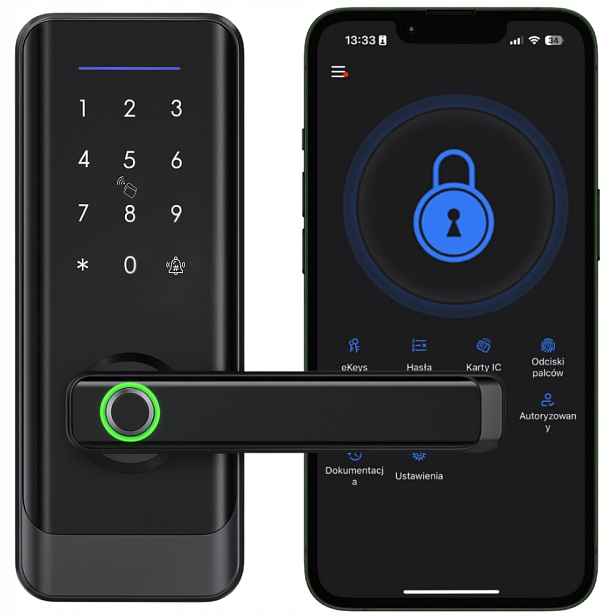 Elektronický Zámek Klika Na Dveře Černá Na Kód Otisk Prstu Ttlock