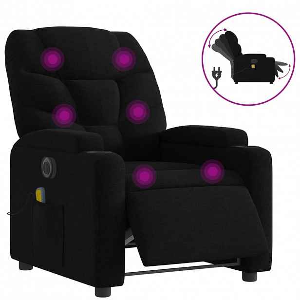 vidaXL Elektrické masážní polohovací křeslo černé textil