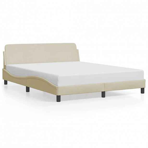 vidaXL Rám postele Dover krémový 160 x 200 cm textil