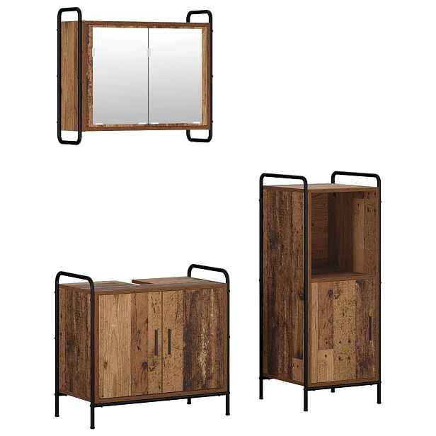 vidaXL Sada koupelnových skříněk 3 ks Staré dřevo 40 x 36 x 99,5 cm