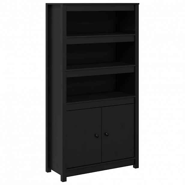 vidaXL Skříň highboard černá 80 x 35 x 154 cm masivní borové dřevo