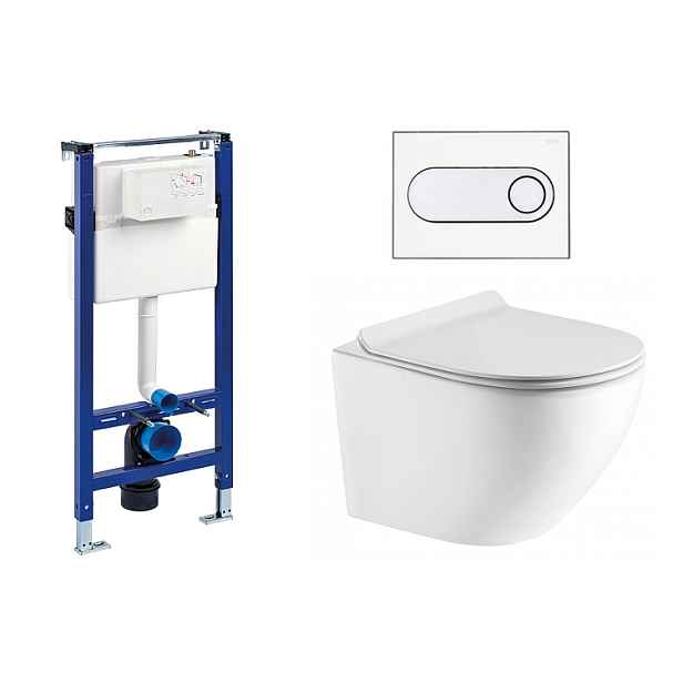 Liv-Fluidmaster Wc set Ring Gips podmítková nádrž do sádrokartonu; mísa; sedátko a bílé/chrom tlačítko 223125 - SET(223125; 223468; OLKLT046E)