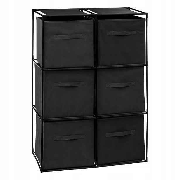 Regál s 6 textilními boxy, výš. 98 cm