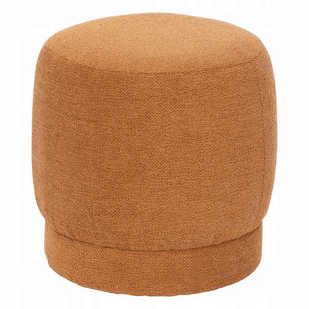 Taburet Čalouněný Puf Sedák Do Obývacího Pokoje Oranžový Kulatý Ø39 Cm Boucle