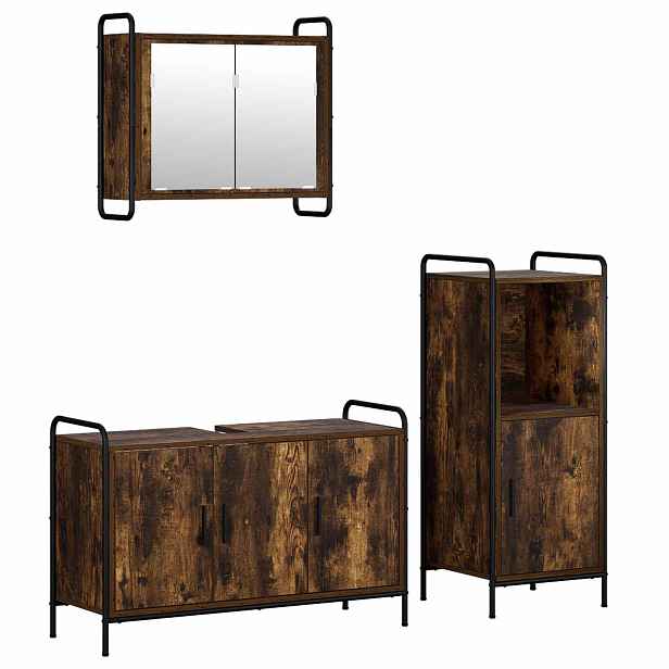 vidaXL Sada koupelnových skříněk 3 ks Kouřový dub 40 x 36 x 99,5 cm