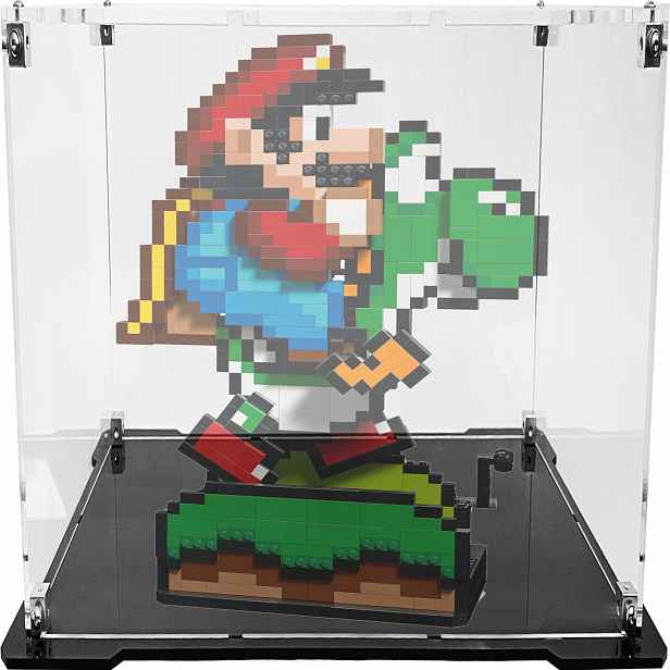 Vitrína s černou základnou pro sadu Lego 71438 Mario Mario a Yoshi