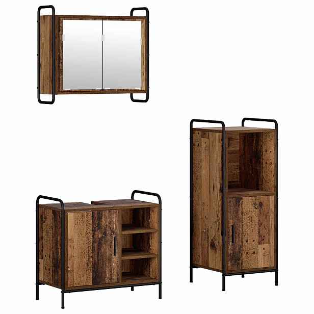 vidaXL Sada koupelnových skříněk 3 ks Staré dřevo 40 x 36 x 99,5 cm