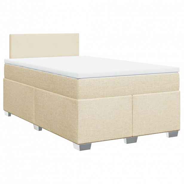 vidaXL Box spring postel s matrací krémová 120x190 cm textil