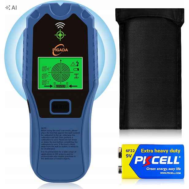 Detektor dřeva a kabelů Skener na zeď 5v1 LCD Modrý Pigada ZF01