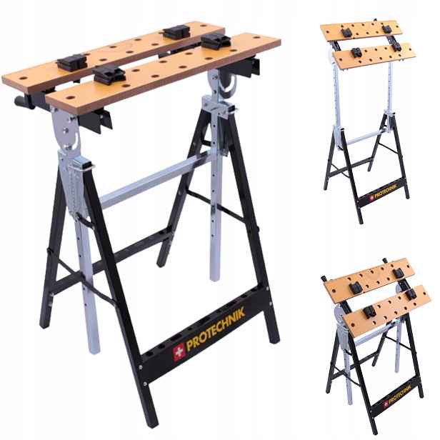 Kobylka Skládací pracovní stůl Nastavitelný 81-110 cm 100 kg Svorky Mdf