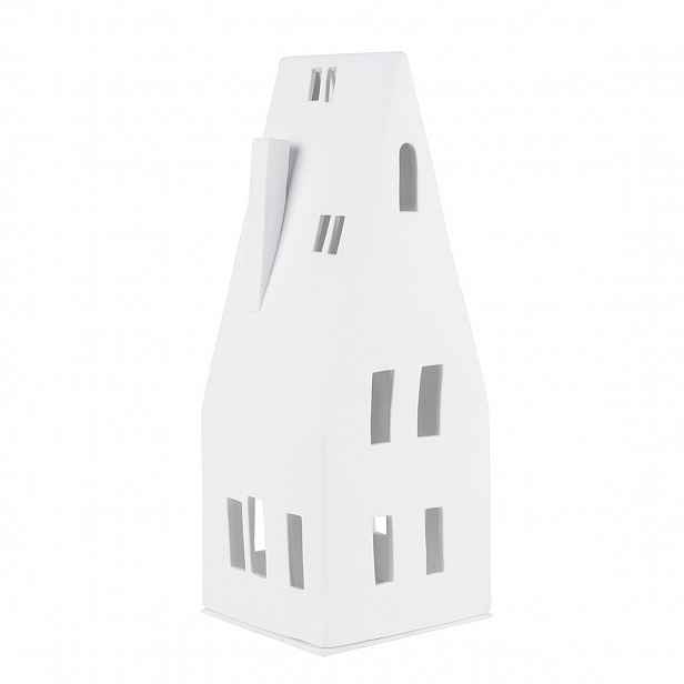Räder Bílý porcelánový svícen DOMEČEK se špičatou střechou, velký