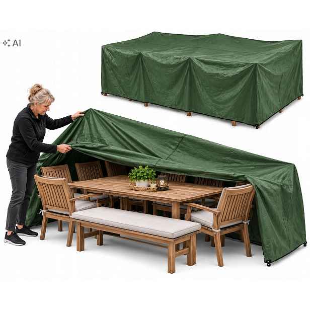 Obal Na Zahradní Nábytek Set Zelený voděodolný Stůl 350x350x75